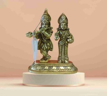 Radha Krishna Brass Idol – Elegant Hindu Deities of Love and Devotion