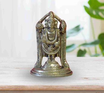 Brass Lord Venkateswara/Balaji Murti – Traditional Hindu Temple Idol for Home Decor and Puja