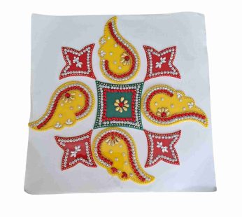 Multicolor Acrylic Rangoli Stickers with Crystal Embellishments – Paisley Design, Perfect for Festive Decor (Medium Size)